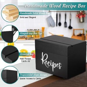 DRASTAR Recipe Box, Wooden Recipe Organizer, Recipe Holder Box with 50 Recipe Cards 4"x6" & 6 Dividers, Recipe Book to Write in Your Own Recipes