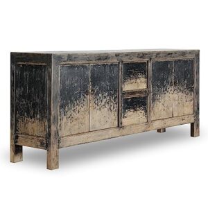 artissance two drawers buffet weathered distressed black 87x18x35h sideboard