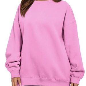 AUTOMET Preppy Clothes Sweatshirts Hoodies for Women Teen Girls Oversized Sweaters Cute Fall Outfits 2023 Y2K Crewneck Pullover Tops Pink