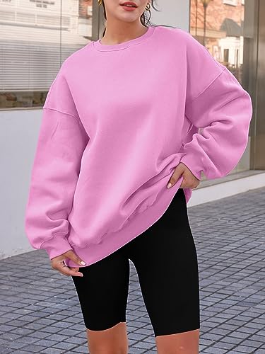 AUTOMET Preppy Clothes Sweatshirts Hoodies for Women Teen Girls Oversized Sweaters Cute Fall Outfits 2023 Y2K Crewneck Pullover Tops Pink