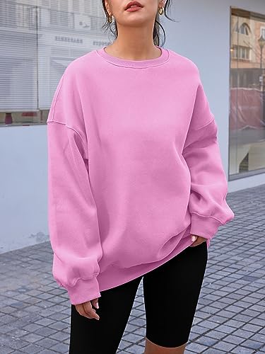 AUTOMET Preppy Clothes Sweatshirts Hoodies for Women Teen Girls Oversized Sweaters Cute Fall Outfits 2023 Y2K Crewneck Pullover Tops Pink