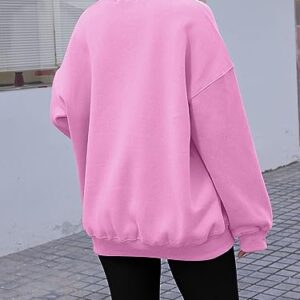 AUTOMET Preppy Clothes Sweatshirts Hoodies for Women Teen Girls Oversized Sweaters Cute Fall Outfits 2023 Y2K Crewneck Pullover Tops Pink