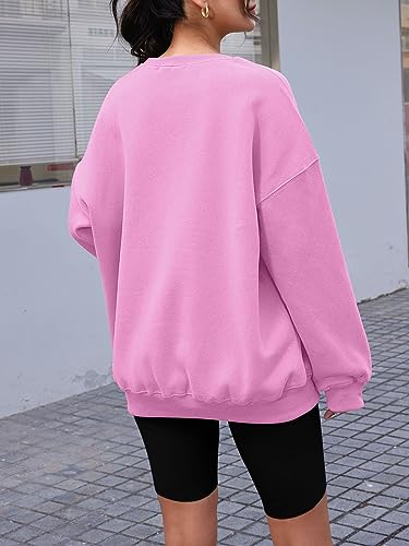 AUTOMET Preppy Clothes Sweatshirts Hoodies for Women Teen Girls Oversized Sweaters Cute Fall Outfits 2023 Y2K Crewneck Pullover Tops Pink