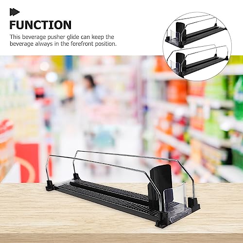 Cabilock Drink Automatic Pusher 2PCS Drink Organizer for Fridge Soda Can Dispenser for Refrigerator with Adjustable Pusher Glide Water Bottle Storage for Pantry Black