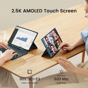 Robo & Kala 2 in 1 Laptop, 690g Lightweight, Up to 20H Long Battery Life, 12.6’AMOLED Touchscreen, Backlit Keyboard, Snapdragon 5nm PC Processor, 16GB RAM, 512GB SSD, WiFi Bluetooth, Win 11, 4K Webcam