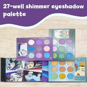 Townley Girl Disney Villians Water Based 27-Well Eyeshadow Swivel Palette, Shimmery and Opaque Colors, Pigmented Blendable, Long-lasting Colors, Ages 3 and Up