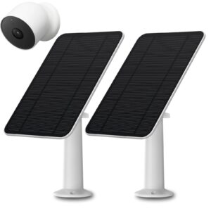 solar panel compatible with google nest cam outdoor or indoor(battery)-2nd generation,includes secure wall mount, ip65 weatherproof,13.1ft power cable (2)