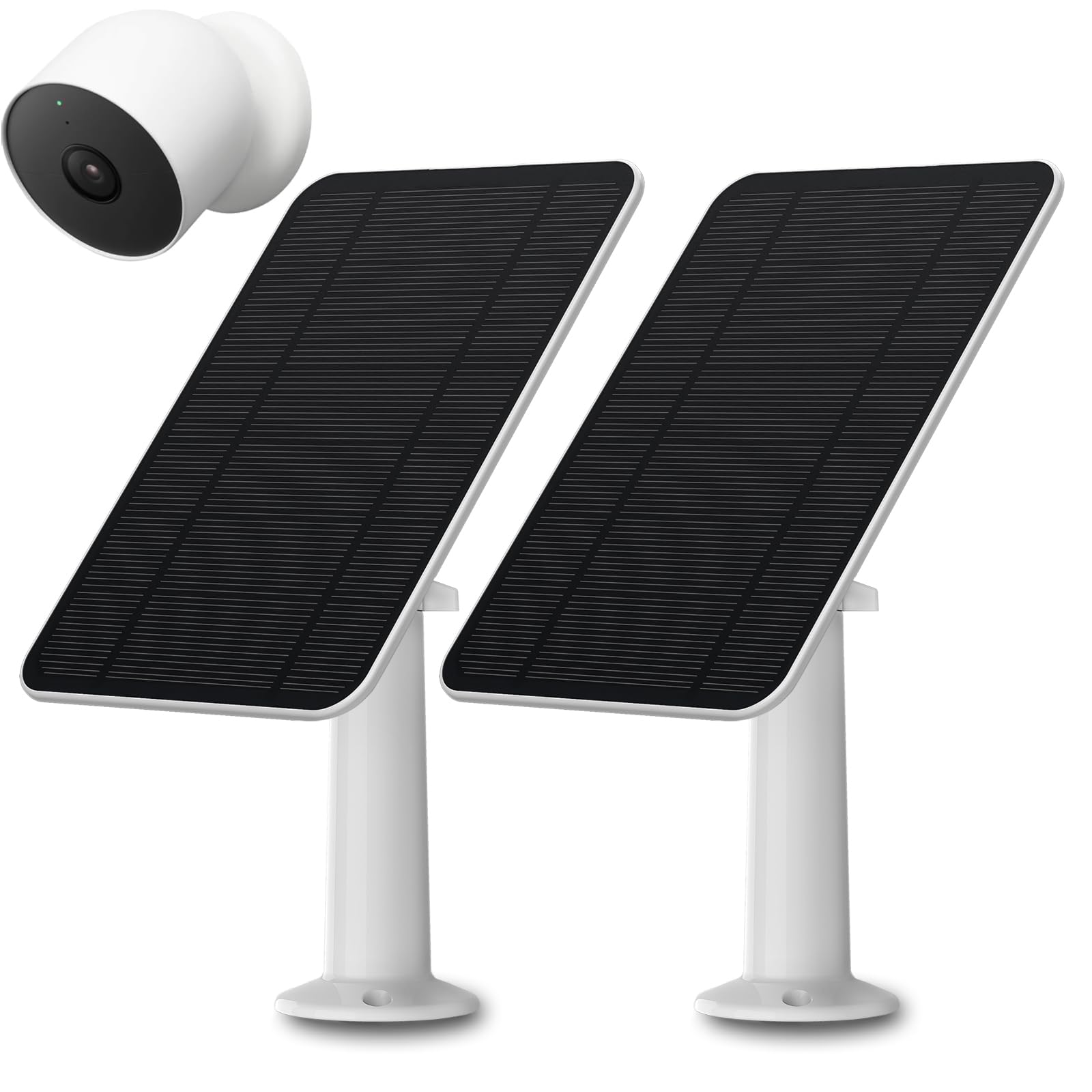 Solar Panel Compatible with Google Nest Cam Outdoor or Indoor(Battery)-2nd Generation,Includes Secure Wall Mount, IP65 Weatherproof,13.1ft Power Cable (2)