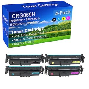 4-pack (bk+c+y+m) compatible lbp673cdw lbp674cx mf752cdw mf756cx printer toner cartridge high capacity replacement for canon crg-069h crg069h (5098c001+ 5097c001+ 5095c001+ 5096c001) toner cartridge