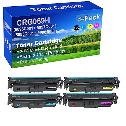 4-Pack (BK+C+Y+M) Compatible LBP673Cdw LBP674Cx MF752Cdw MF756Cx Printer Toner Cartridge High Capacity Replacement for Canon CRG-069H CRG069H (5098C001+ 5097C001+ 5095C001+ 5096C001) Toner Cartridge