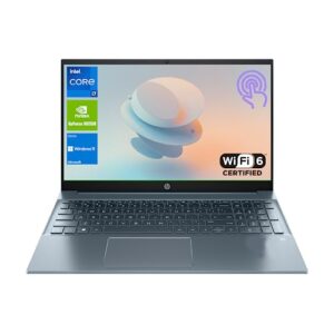 hp 2023 newest pavilion laptop, 15.6" fhd touchscreen display, intel core i7-1355u processor, nvidia geforce mx550, 64gb ram, 2tb ssd, wi-fi 6, hdmi, webcam, backlit kb, windows 11 home, blue