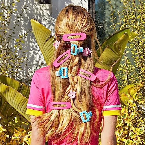 Barbie x Kitsch Assorted Hair Clips for Women - Medium Open Shape Hair Claw Clips for Thick Hair | Cute Flower Hair Clip & Big Matte Flat Lay Hair Clip for Teen Girls | Hair Styling Accessories, 3 pcs