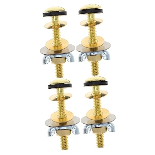 Housoutil 4 Pcs Toilet Tank Bolts Toilet Screws Metal Screws Toilet Bolts Toilet Fixing Bolt Toilet Bolts Metal Toilet Washers Bolts Toilet Cover Bolts Universal Toilet Seat Bolts Nut Golden