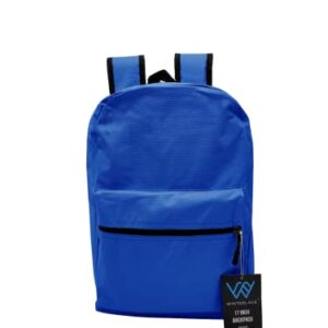 48 Pack Backpack, Bulk 17 inch Outdoor Travel Zippered Bags Bulk Pack for Corporate Events (Assorted Colors)