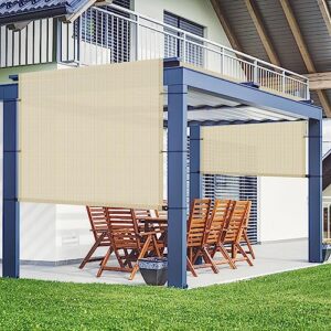 awnpro 9' x 12' beige outdoor pergola shade cover canopy for patio deck porch backyard gazebo replacement shade cover with spaced grommets weighted rods