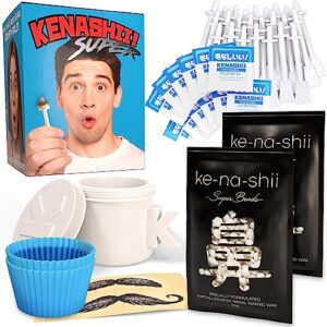 kenashii super nose wax kit | 100 g wax, 24 applicators | no microwave required | new nose and ear hair removal kit | nasal waxing for men and women | 12 x balm wipes and mustache guards | storage bag