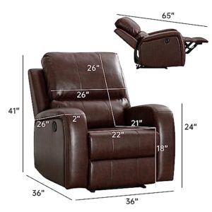 ANJHOME Power Recliner Chairs, Electric Leather Recliners with USB Charge Port and Upholstered Seat, Heavy Duty Electric Reclining Sofa for Living Room Bedroom (Brown)