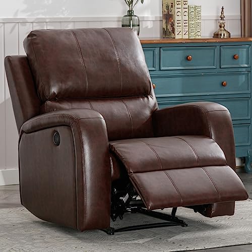 ANJHOME Power Recliner Chairs, Electric Leather Recliners with USB Charge Port and Upholstered Seat, Heavy Duty Electric Reclining Sofa for Living Room Bedroom (Brown)