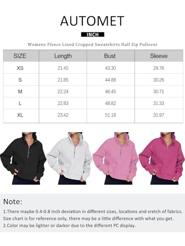 AUTOMET Womens Cropped Sweatshirts Quarter Zip Pullover Half Zipper Oversized Hoodies 2023 Fall Fashion Outfits Clothes Thumb Hole Grey