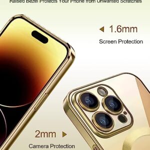 BOTOER Magnetic Matallic Glossy Designed for iPhone 14 Pro Phone Case with Full Camera Protection [Compatible with MagSafe] for Women Girls Phone Case (6.1")-Gold