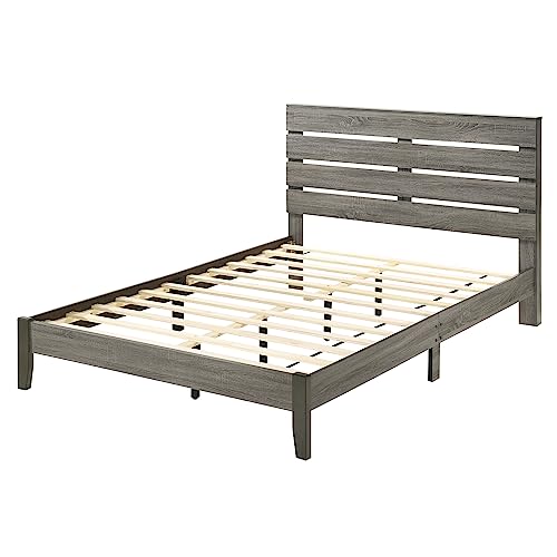 24/7 Shop at Home Kaya Transitional Wood Platform Bed with Tapered Legs for Bedroom, Guest Room Bed, California King-Size, Gray