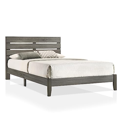 24/7 Shop at Home Kaya Transitional Wood Platform Bed with Tapered Legs for Bedroom, Guest Room Bed, California King-Size, Gray