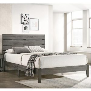 24/7 Shop at Home Kaya Transitional Wood Platform Bed with Tapered Legs for Bedroom, Guest Room Bed, California King-Size, Gray