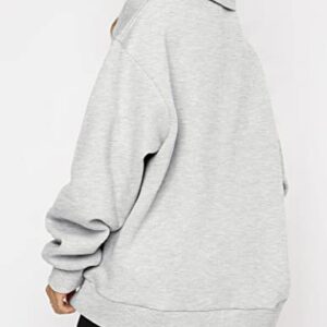AUTOMET Womens Oversized Sweatshirts Hoodies Half Zip Pullover Trendy Long Sleeve Shirts Tops Y2k Fall Outfits Sweaters Clothes 2023 Grey