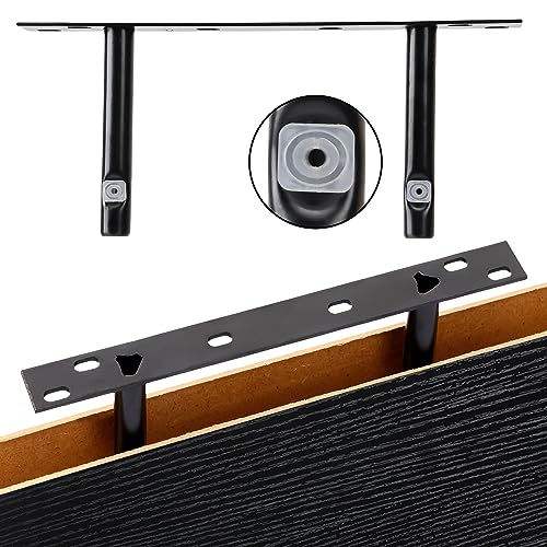 Fixwal 15.8in Floating Shelves, Rustic Wood Finish Wall Shelves Set of 4, Shelves for Wall Decor, with Invisible Brackets for Bathroom, Living Room,Bedroom and Kitchen(Black)