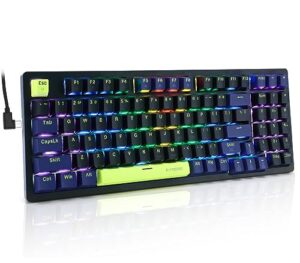 e-yooso z-94 mechanical gaming keyboard rainbow backlit, 94 key gaming keyboard for office and games (red switch)