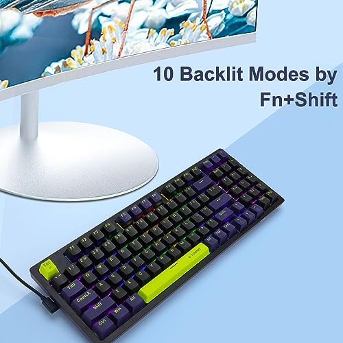 E-YOOSO Z-94 Mechanical Gaming Keyboard Rainbow Backlit, 94 Key Gaming Keyboard for Office and Games (Red Switch)