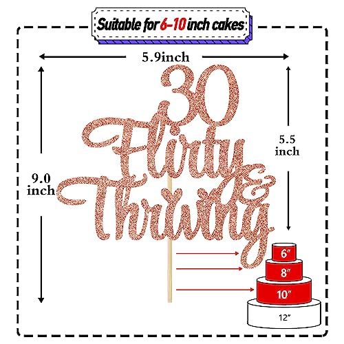 30 Flirty & Thriving Cake Topper, Cheers to 30 Years/I'm 30 Bitch, Happy 30th Birthday Anniversary Party Decorations Supplies, Rose Gold Glitter