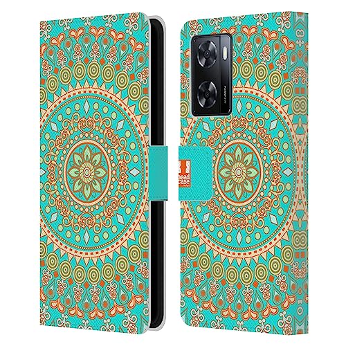 Head Case Designs Turquoise Dream Mandala Leather Book Wallet Case Cover Compatible with Oppo A57s