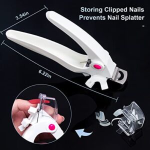 Setgnur Acrylic Nail Clippers for Acrylic Nails, Adjustable Acrylic Nail Cutters for Nail Tips with Sizer, Professional Fake Nail Cutter Nail Trimmer Manicure Tool for Home Nail Salon（White）