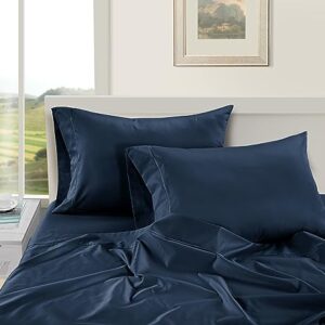 LANE LINEN 100% Egyptian Cotton Bed Sheets - 1000 Thread Count 4-Piece King Sheets Set, Long Staple Cotton Bedding Sheets, Sateen Weave, Luxury Hotel Sheets, Fits Upto 16" Mattress - Estate Blue