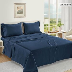 LANE LINEN 100% Egyptian Cotton Bed Sheets - 1000 Thread Count 4-Piece King Sheets Set, Long Staple Cotton Bedding Sheets, Sateen Weave, Luxury Hotel Sheets, Fits Upto 16" Mattress - Estate Blue