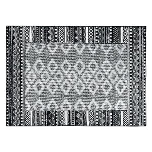 Seavish Boho Living Room Rugs 5x7 Black Area Rug for Bedroom Low Pile Stain Resistant Ultra-Thin Distressed Rug Moroccan Geometric Neutral Area Rug for Nursery Kids Room Dorm Home Decor