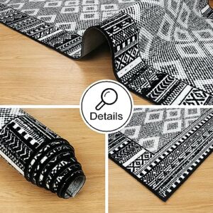 Seavish Boho Living Room Rugs 5x7 Black Area Rug for Bedroom Low Pile Stain Resistant Ultra-Thin Distressed Rug Moroccan Geometric Neutral Area Rug for Nursery Kids Room Dorm Home Decor