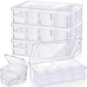 39 pack clear plastic storage cases small beads organizer container transparent boxes with hinged lid for small items with hinged lid and rectangle clear craft supply cases (3.35 x 2.17 x 0.98 inches)