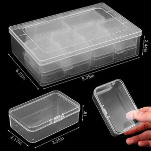 39 pack Clear Plastic Storage Cases Small Beads Organizer Container Transparent Boxes with Hinged Lid for Small Items with Hinged Lid and Rectangle Clear Craft Supply Cases (3.35 x 2.17 x 0.98 Inches)