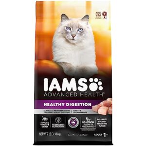 iams advanced health healthy digestion turkey and chicken recipe adult dry cat food, 7 lb. bag