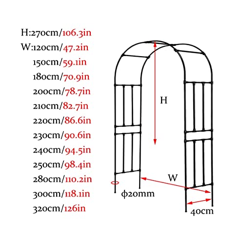 Rose Arch Arbor Trellis Heavy Duty Garden Arch Tubular Pergola Frame Metal Wedding Arch for Outdoor Garden Roses Vines (High : 2.4m, Size : 2.8m/9.2ft) (2.7m 2.4m/7.9ft)