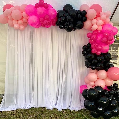 Pink and Black Balloons, 55PCS Rose Gold Hot Pink Black Party Balloons Set Metallic Rosegold Confetti Helium Balloons Dusty Rose Pink Black Latex Balloon for Girl Birthday Princess Wedding Decorations