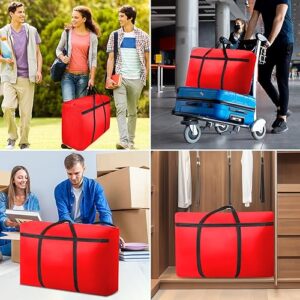 CIVJET 2 Pack Moving Bags Heavy Duty Extra Large with Strong Zippers, Storage Totes Bag with Handles for College Students, Moving Supplies & Boxes for Clothes, Storage Containers for Camping (Red)