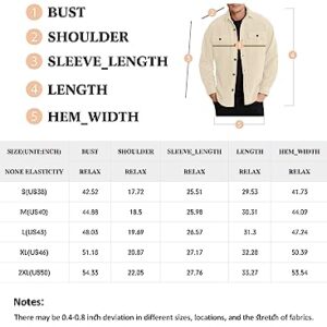 JMIERR Mens Corduroy Casual Button Down Shirts Long Sleeve Jackets Slim Fit Jacket with Flap Pockets, US 43(L), A Apricot