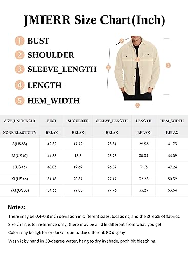 JMIERR Mens Corduroy Casual Button Down Shirts Long Sleeve Jackets Slim Fit Jacket with Flap Pockets, US 43(L), A Apricot