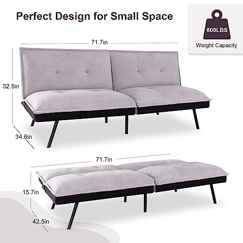 MUUEGM Grey Fabric Futon Sofabed