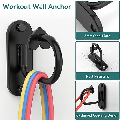 4PCS Resistance Band Wall Anchor, Wall Mount Workout Anchors for Suspension Training, Body Weight Straps, Strength Training, Yoga, Home Gym