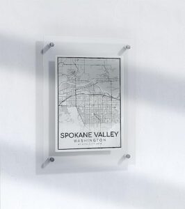 mg global minimalist map poster of spokane valley washington usa wa road city | 11x17 12x18 16x24 24x36 unframed traveler wall art | modern hometown city artwork print | home office decor for gift