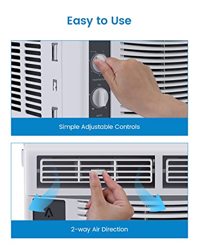 Garvee 5,000 BTU Window Mounted Air Conditioner - Efficient Cooling Small Window AC Unit with Easy-to-Use Mechanical Controls and Washable Filter, Cool up to 150 Sq.Ft., 110-115V, White